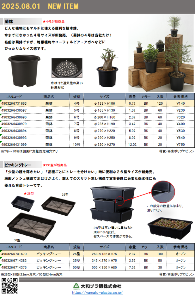 新商品のご案内（2025年8月発売） - 大和プラスチック株式会社